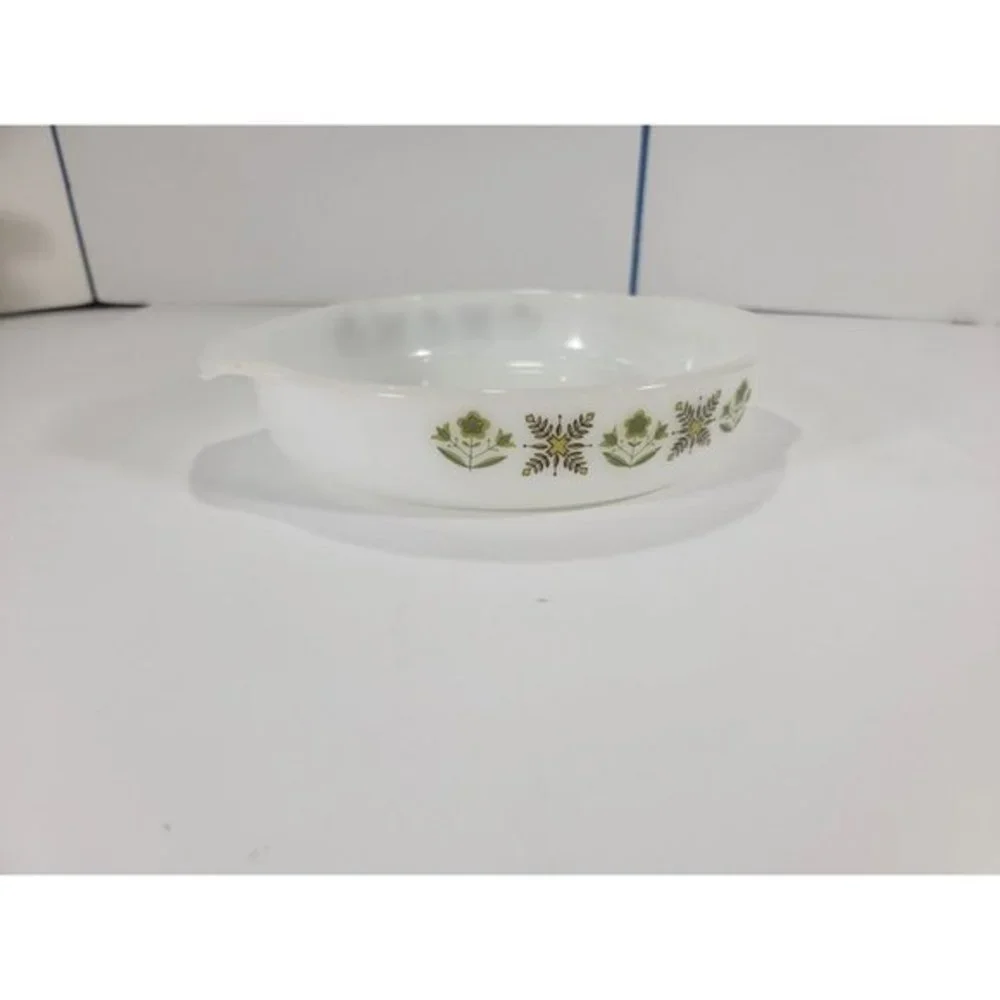 Anchor Hocking Fire King Green Meadow Milk Glass 9 Inch #429 Oven Proof made USA